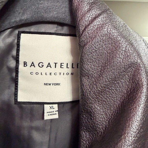 Bagatelle Faux Leather Metallic Pewter Jacket - Picture 3 of 10